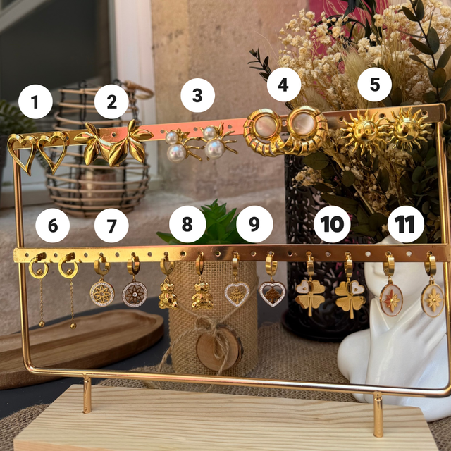 Boucles d'Oreilles acier inoxydable doré - modèle au choix 