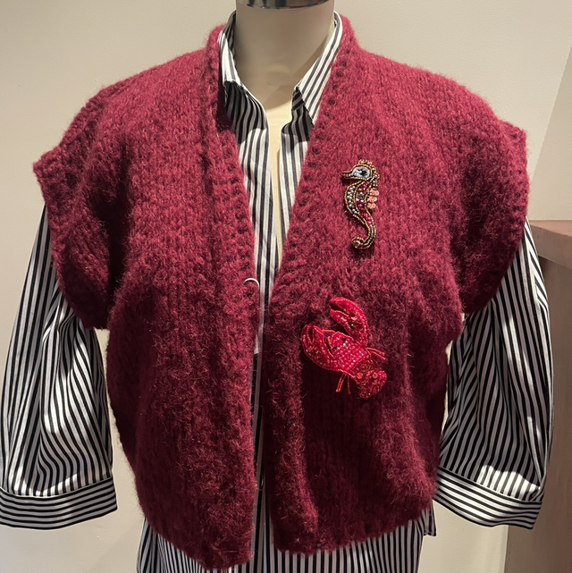 Alpaca Gillet 1 maat Bordeaux met applicaties