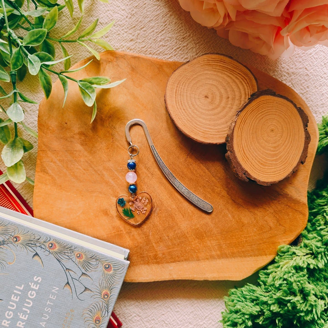 Marque-pages Coeur fleur 