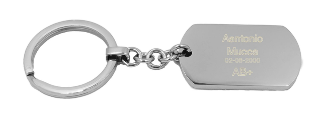Portachiavi in Acciaio Inossidabile Stile Militare con Piastra Personalizzata - Regalo per Auto, Casa, Moto, Uomo e Donna (Made in Italy)