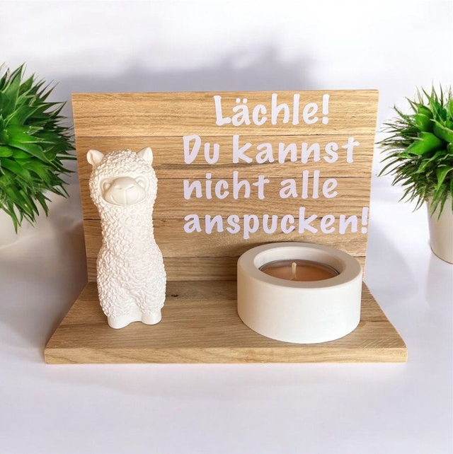 Dekoset "..nicht alle anspucken" mit Alpaka & Teelichthalter