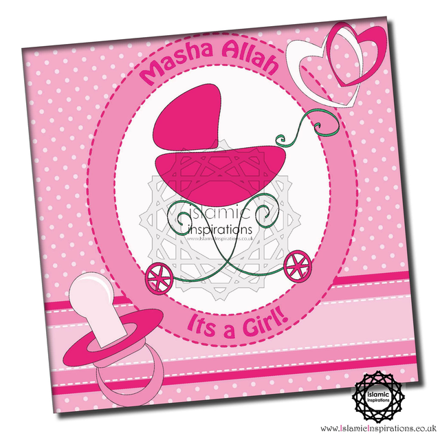 New Baby Pink Girl Glitter Greeting Card - NWB004
