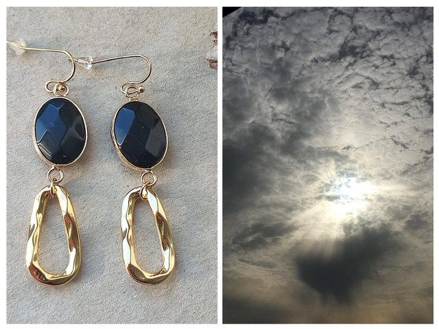 Noir et or " so chic" acier inoxydable doré -sans nickel pièce unique 