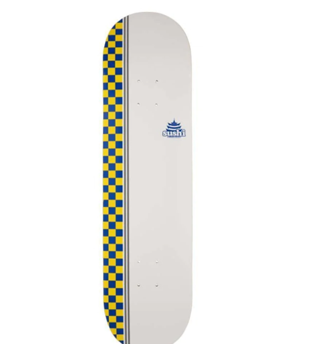 Sushi Skateboards Checker Logo Skateboard Deck White 8.125"