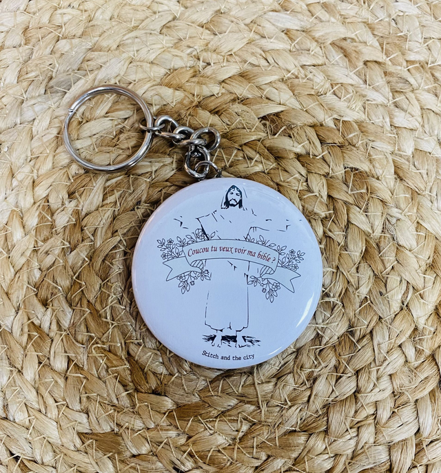 Porte clé Coucou tu veux voir ma bible ?