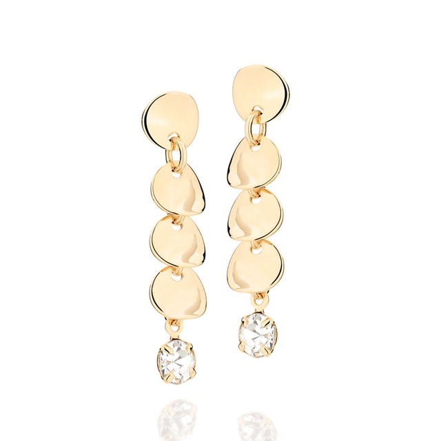 Brinco folheado a ouro com cristais Branco