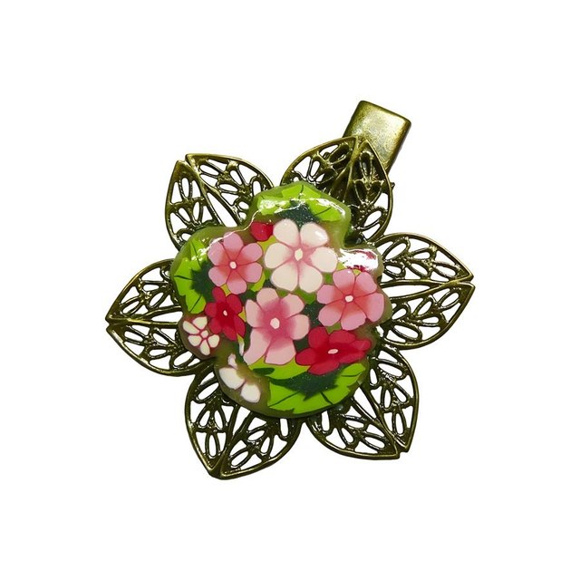 Pince rétro estampe fleurs roses