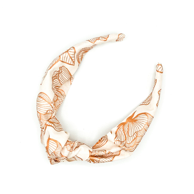 Top Knot Alice Band - Pale Pink Metallic Gold Rose