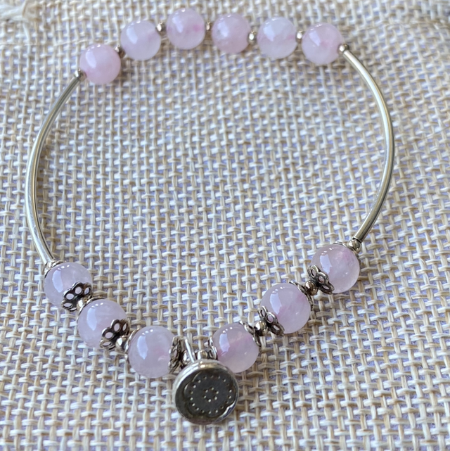 Quartz rose et argent 925.