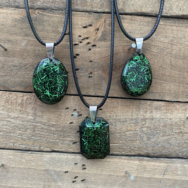 Collier Lacet Glitter Amber Green