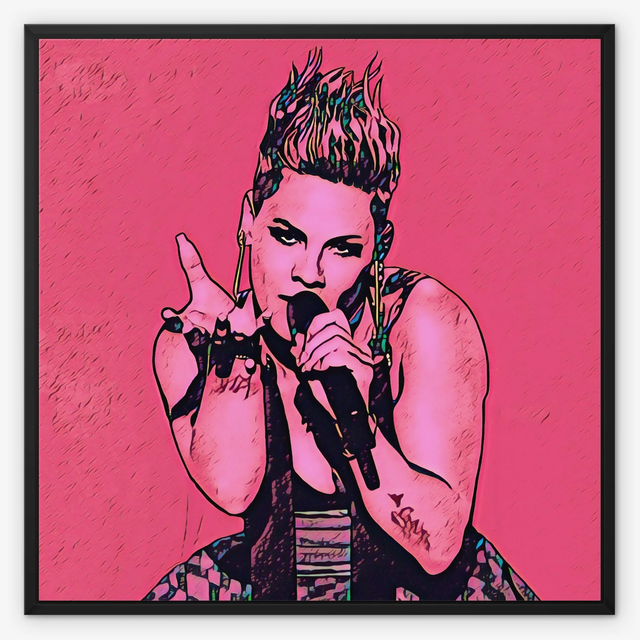 Pink, P!nk, Float Framed Canvas, Square, Wall Art, Wall Decor, Fan Art, Colourful Art