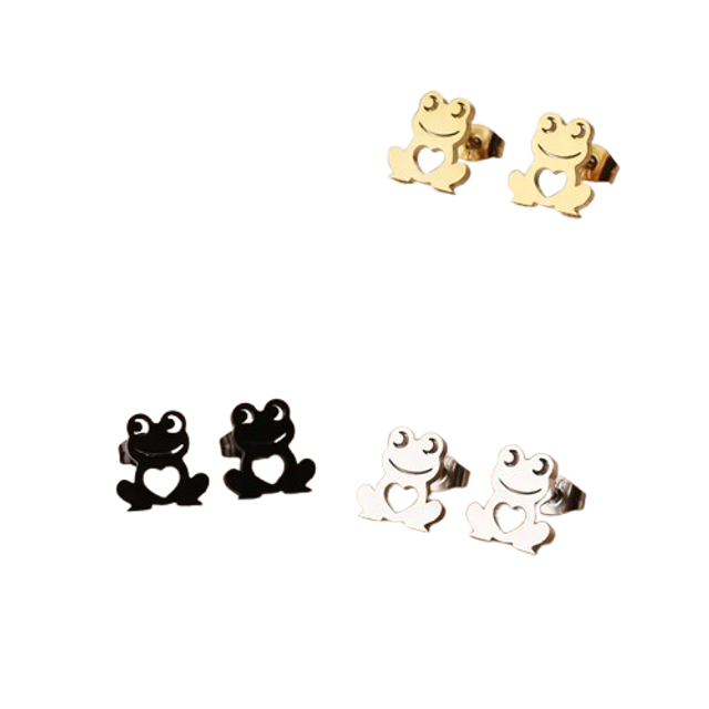 Boucles d'oreilles clous grenouille