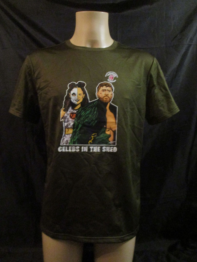 Thunder Rosa &amp; Will Ospreay Picture T-Shirt WOMENS ADULT 100% Polyester Crew Neck OLIVE (Medium) Top PRE ORDER