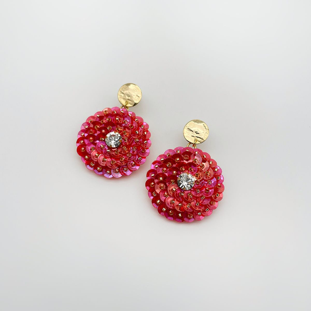 Boucles d’oreilles (clous) ZINNIA - ROUGE GRENADINE Ø30mm