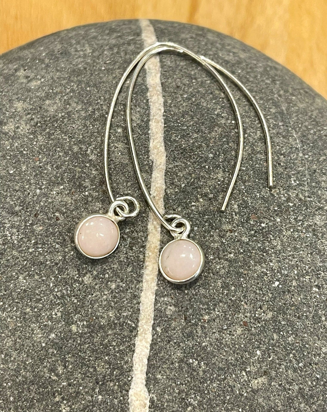 Raw tiny birthstone & sterling silver drop earrings