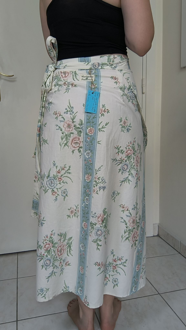 Jupe portefeuille upcyclée motif tapisserie - Taille unique