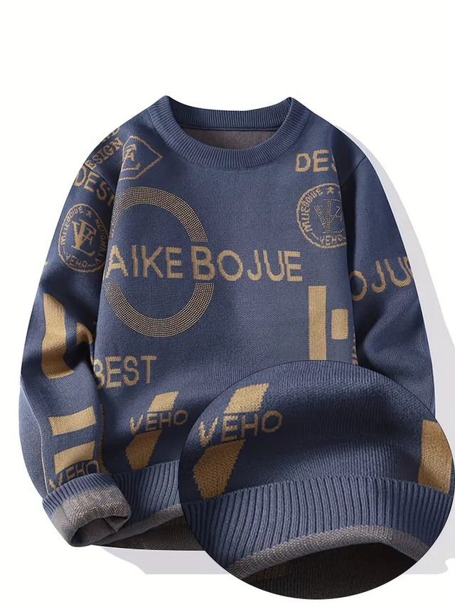 Men's SENMEIGUO Slim Fit Long Sleeve Knit Sweater