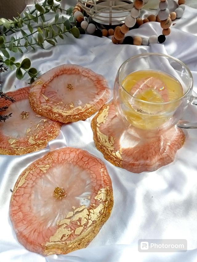 Set of 4 dusty pink coasters- 13cm