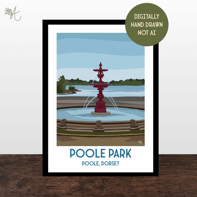 Poole Park, Travel Poster Print - Vintage Style Dorset Wall Art