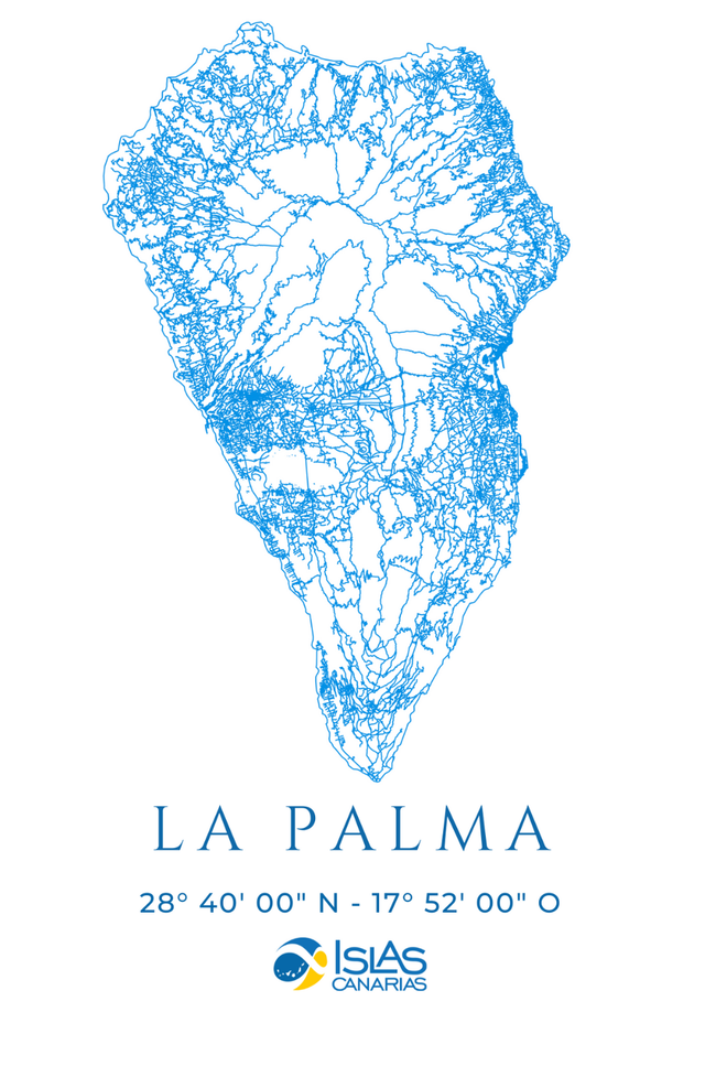 Lámina de La Palma con coordenadas