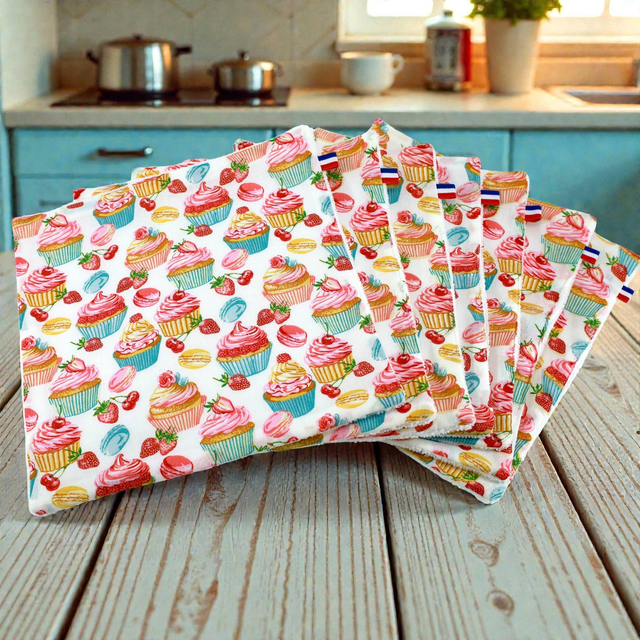 7 Essuie-Tout Lavables + Panier – Microfibre &amp; Coton