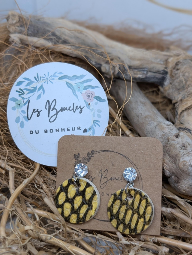 Boucles d&#039;oreilles Anti Gaspi jaune ag047