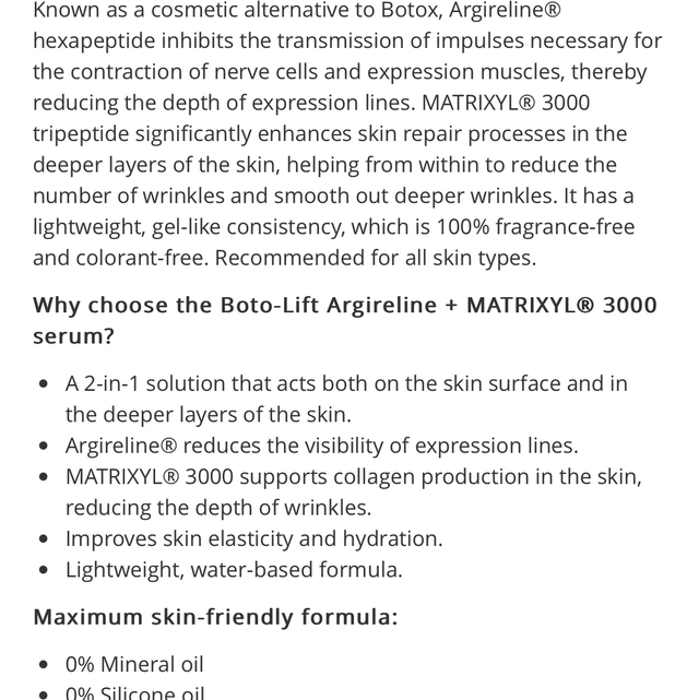 Solanie Skin Nectar No.11 Boto-Lift Argireline + MATRIXYL® 3000 serum 15ml