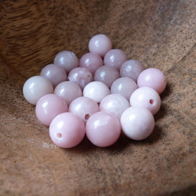 Opale Rose Perles Rondes Polies - A l&#039;unité