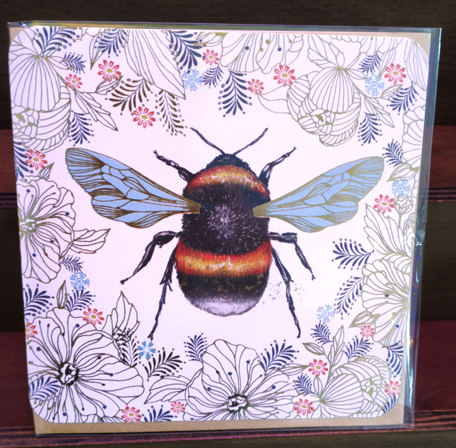 Floral Bumblebee Greeting Card