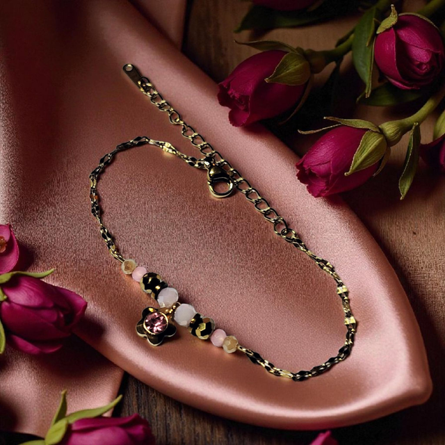 Bracelet acier inoxydable rose et doré