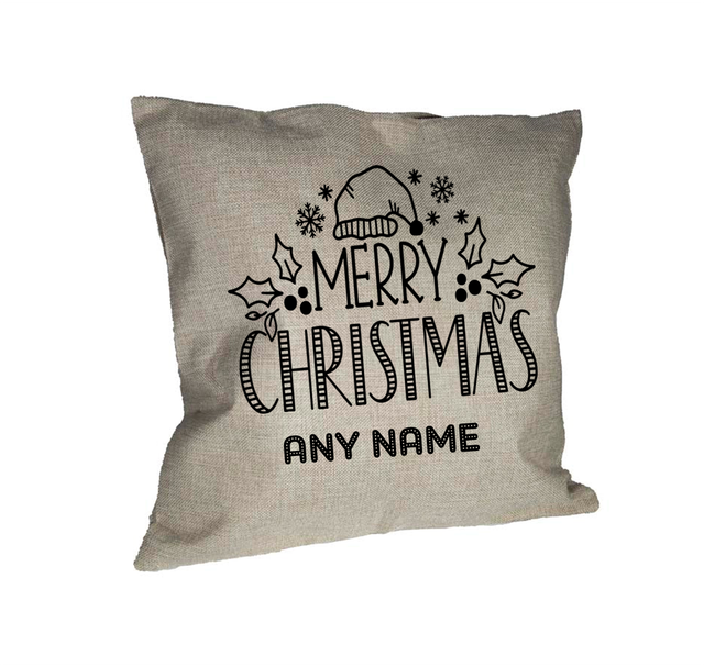 Burlap Cushion - Merry Christmas
