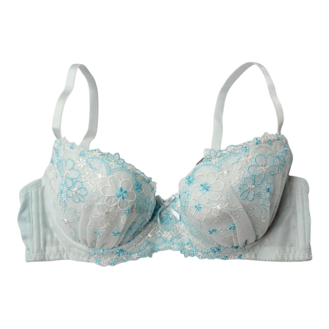 Blue floral embroidered Japanese Bra UK 32B 
