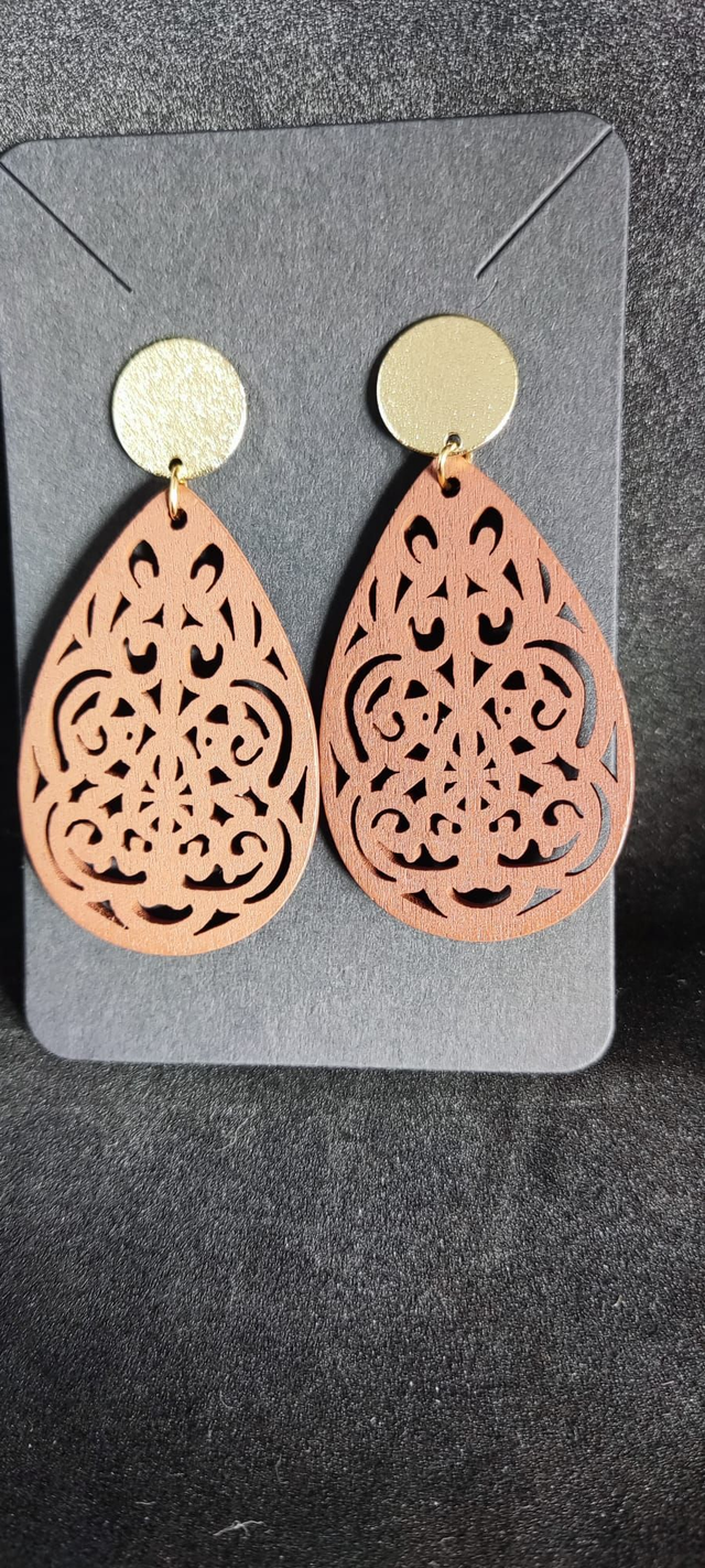 Boucles d’oreilles en bois – Motif ajouré