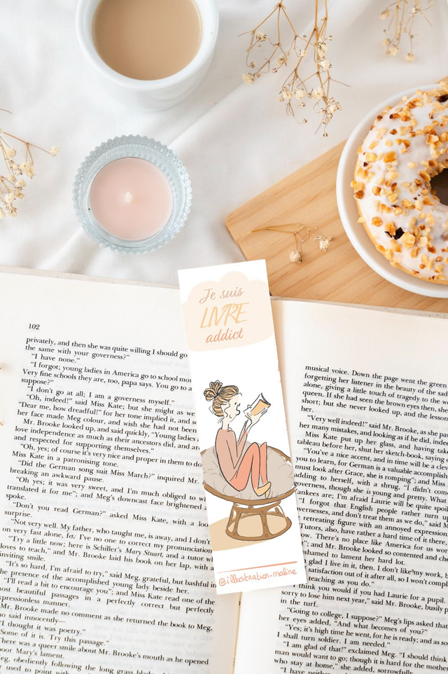 Marque page Dessin "Je suis livre addict"