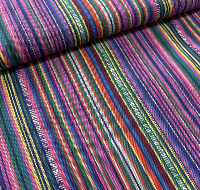 Brown & Turquoise Stripe Woven Cotton