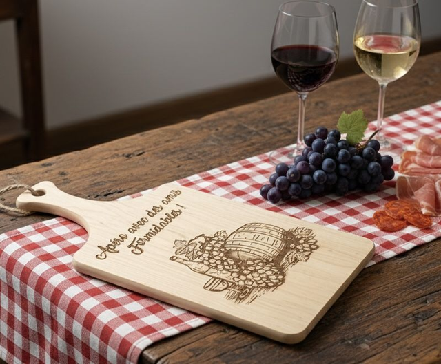 Planche à découpé gravé "Apéro avec des amis Formidables !" + le prénom de votre choix