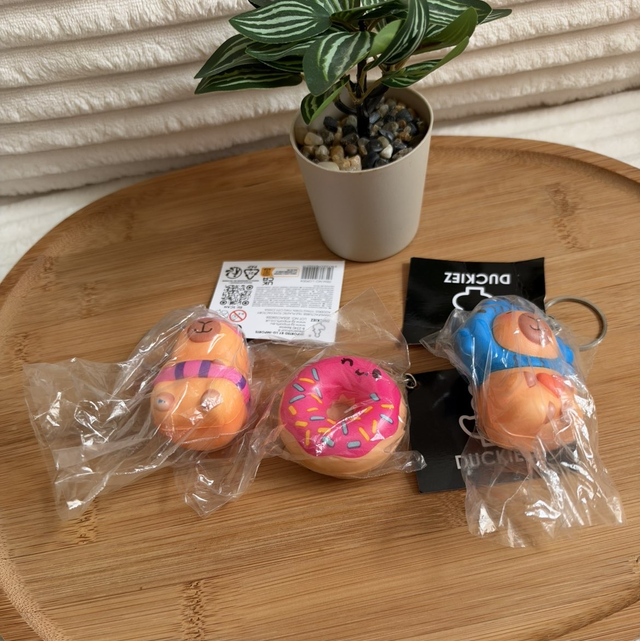 Lot de 3 porte-clés Squishy Capybara et Donut