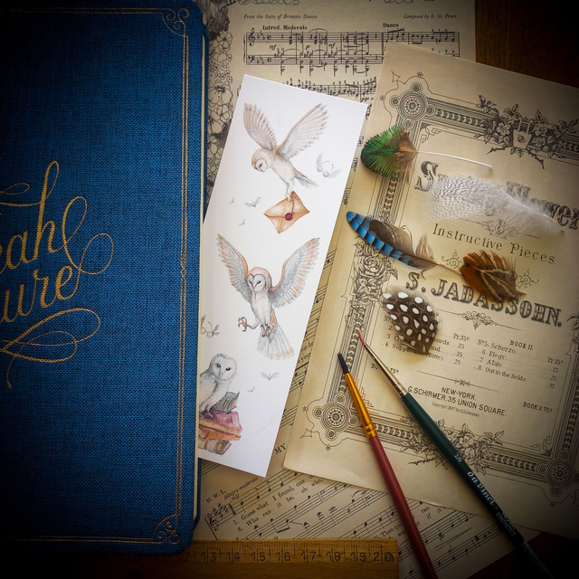 Marque-page &quot;les chouettes du sorcier&quot;