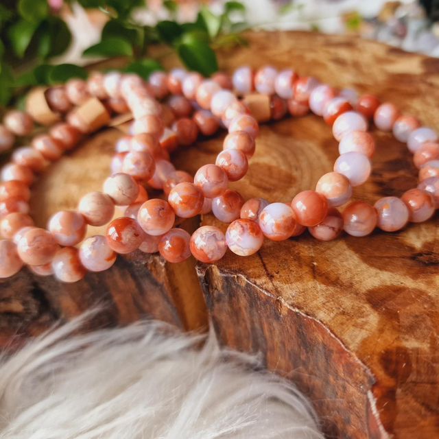 Pink Candy Floss Agate Beaded Bracelet 