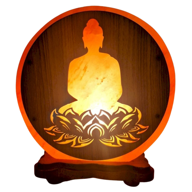 Lampe de Sel d'Himalaya rose à frame - Bouddha Lotus