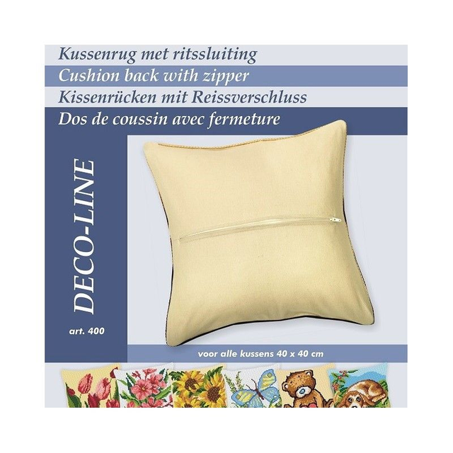 Kussenrug 40 cm x 40 cm met rits (ecru)