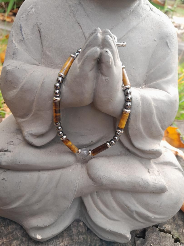 Bracelet argenté Oeil du tigre hématite