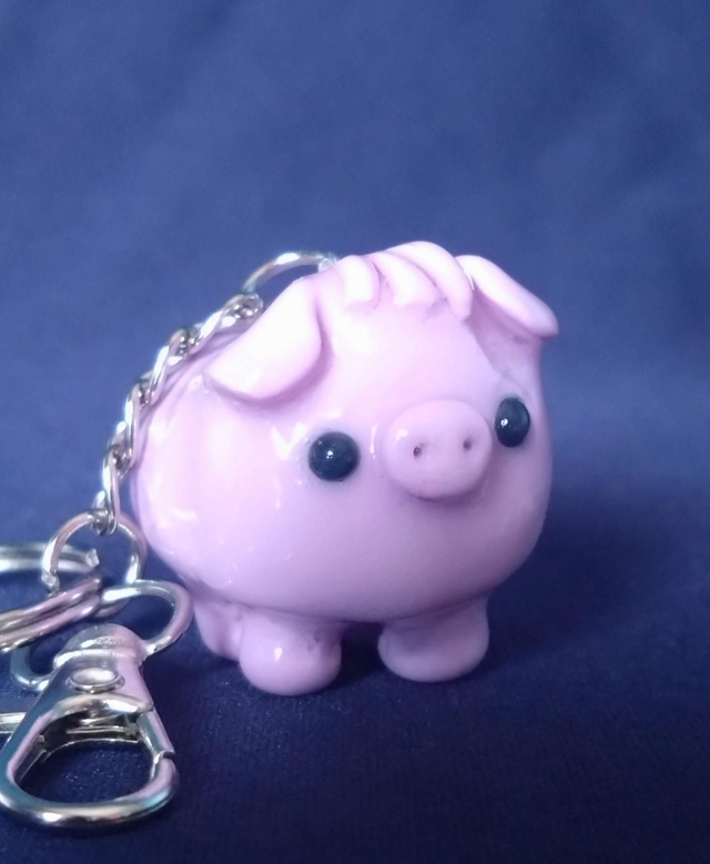 Pink pig clay charm