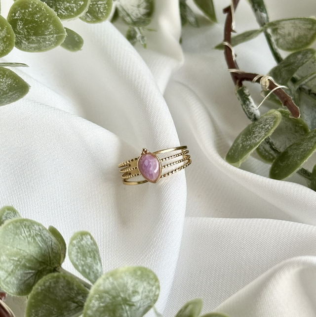 Bague doré - quartz violet 