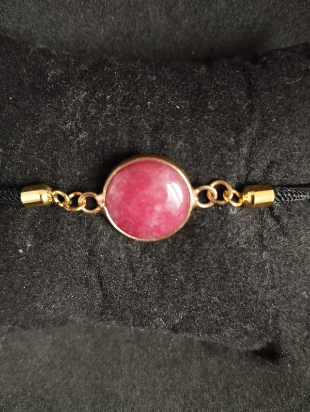 Bracelet réglable en jade rose