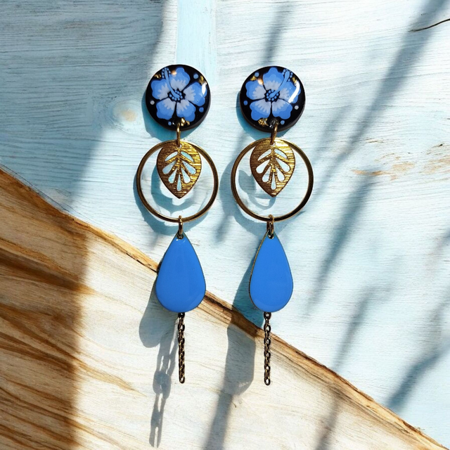 Boucles d'oreilles Flora bleu