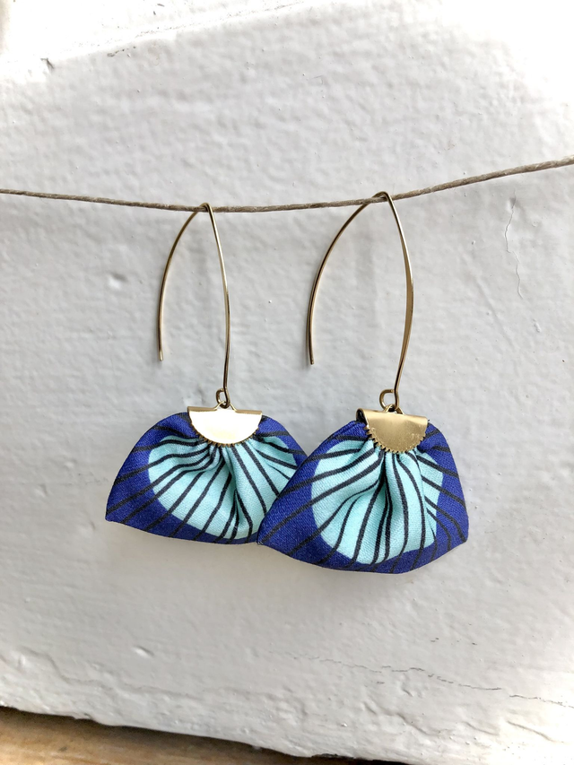 Boucles d&#039;oreilles - LONGUES PLUMES - bleu et vert