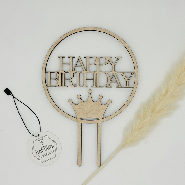Caketopper Happy Birthday - rund