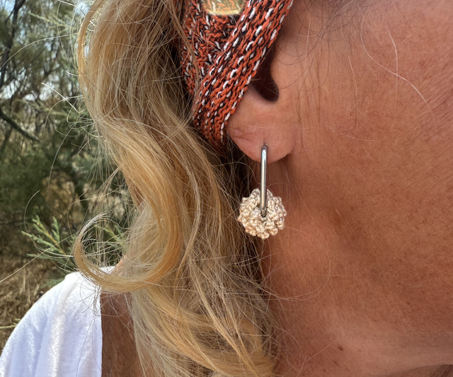 Boucle d’oreille créole écrues au crochet