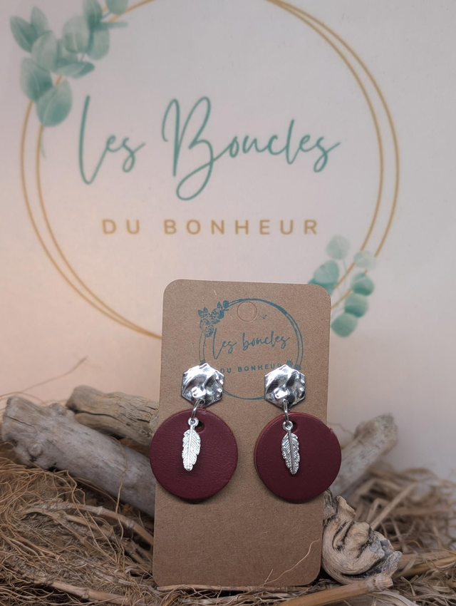 Boucles d&#039;oreilles Évasion bordeaux ev055